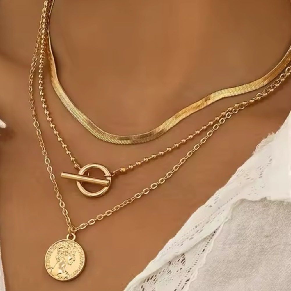 Free people GOLD Classy layered Coin Pendent Necklace